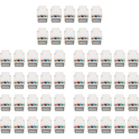 Module réseau RJ45 Catégorie 6 non blindé, connecteur Ethernet RJ45 sans perforation à 90° (50 pièces) (1/5)