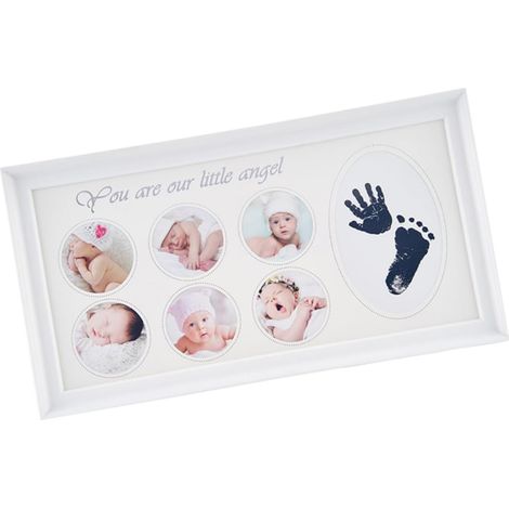 Cadre Photo DIY pour Empreintes de Mains et Pieds Bébé, Blanc (1/5)