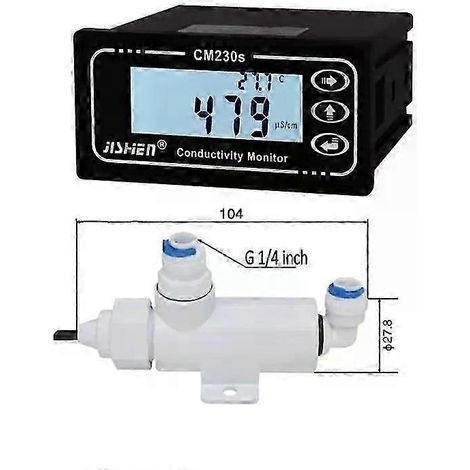 Conductimètre CM-230S (2025) - Conductimètre en ligne - Électrode de conductivité - Instrument TDS - Conductimètre EC - Électrode à fixation rapide (1/3)