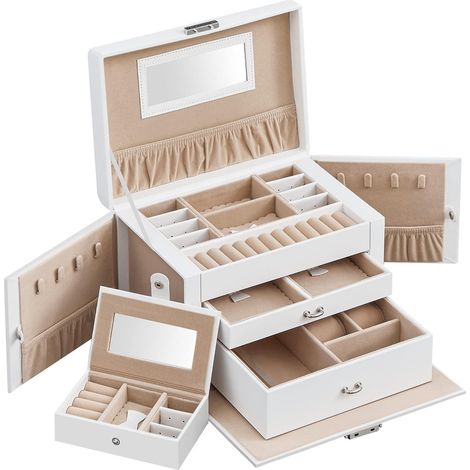 Portagioie e Cofanetto Trucco Bianco con Specchio e Mini Case (1/5)