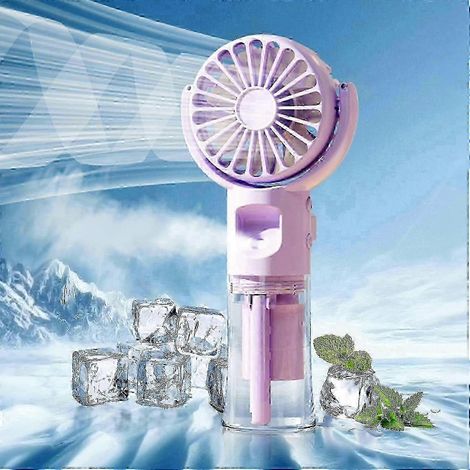Mini ventilateur humidificateur portatif, rechargeable par USB, 4 vitesses de ventilation réglables, (violet) (1/5)
