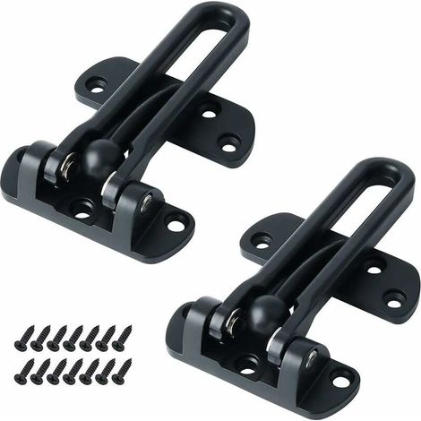 2 Piece Home Security Door Lock, Thickened Security Door Lock, Guard Door Lock, Zinc Alloy Solid Thicken Security Lock for Home, Apartment, Hotel, Dormitory (Black) (1/5)