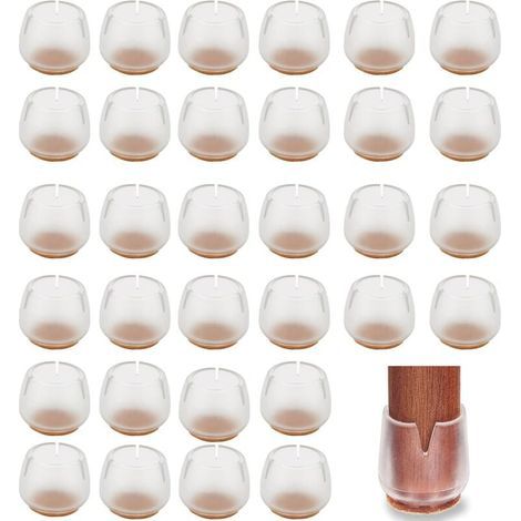Protectores antideslizantes de silicona para patas de sillas, tapas de silicona para sillas, almohadillas antiarañazos con fieltro, protectores para patas de muebles redondas, 24 piezas (25-29 mm) (1/4)