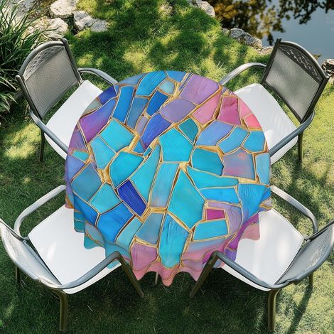 Nappe ronde 152 cm imperméable lavable pour cuisine salle à manger jardin