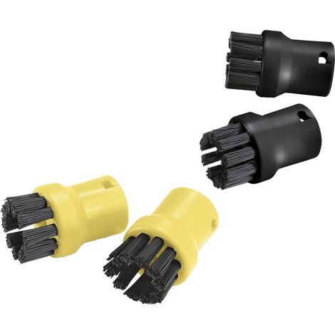 Kit de brosses Kärcher pour nettoyeur vapeur : 2 noires, 2 jaunes (1/5)