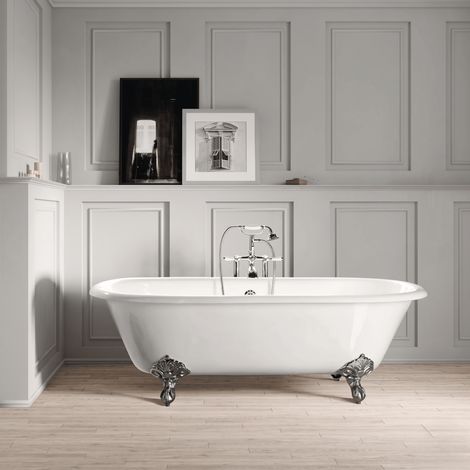 Bañera de Hierro PLYMOUTH blanca 170 cm Patas CROMADAS (1/5)