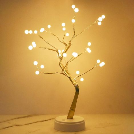 Arbre lumineux LED, veilleuse à 36 LED, arbre en fil de cuivre à branches ajustables à monter soi-même pour la décoration de mariages et de fêtes. (1/5)