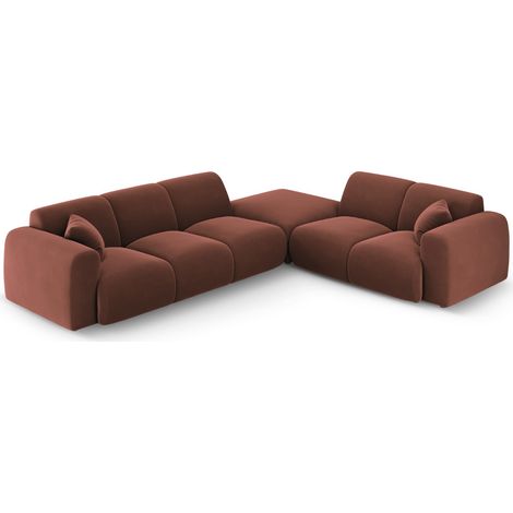 Canapé d'angle droit 4 places en velours cuir (1/5)