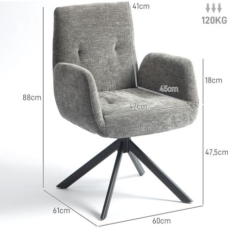 Sillón giratorio con reposabrazos, efecto lana y lino, gris oscuro HAVRYA (1/5)
