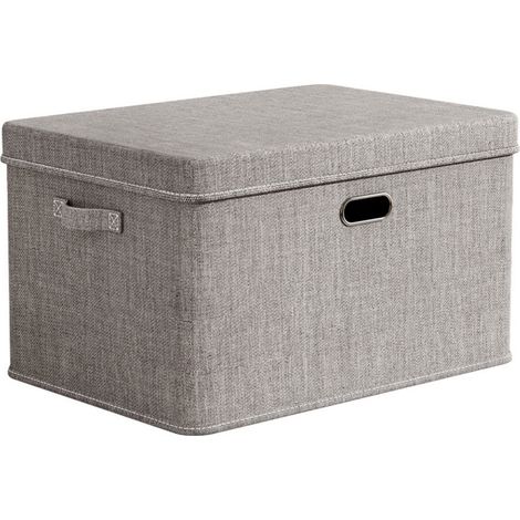 Caja de almacenamiento plegable con tapa, resistente y duradera, ideal para guardar ropa y juguetes. Material textil. Color gris. (1/5)