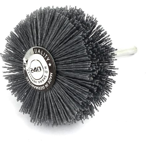 6mm Schaft 80mm Dia Kopf 240 Körnung Schleifscheibe Bürstenschleifwerkzeug Gris (1/3)