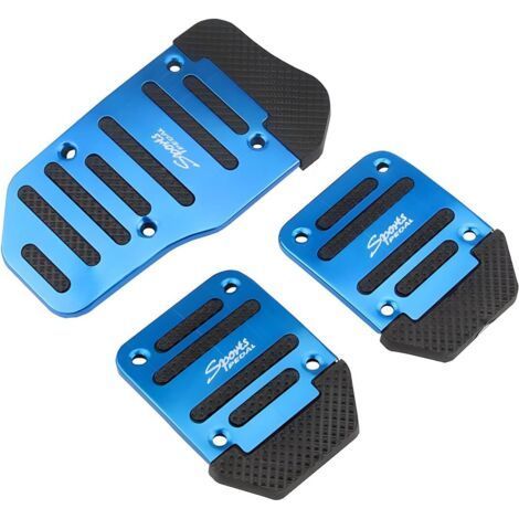 Ciel-Pédales de voiture à transmission manuelle, 3 pièces, accessoires pour pédales de frein, couvre-pédales en caoutchouc et aluminium, accessoires pour toutes les voitures (bleu) (1/5)