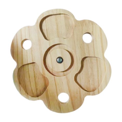 Plüschchinchilla beißt Kaninchen, drehbares Holztablett, Windmühle (gegen Langeweile)