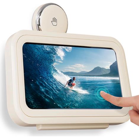 Support de téléphone de douche étanche, rotatif à 360 °, ventouse réglable, support de téléphone de douche, support de téléphone mural anti-buée, support de téléphone pour douche avec écran (1/5)