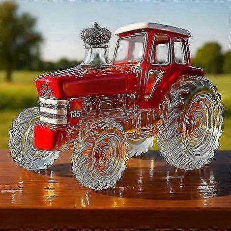 Whiskyflasche in Traktorform – Leere 30-cl-Flasche mit Traktormotiv – Red Tractor