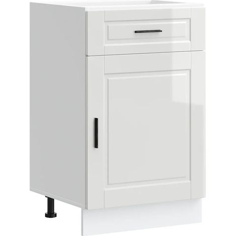 Mueble de cocina Porto almacenamiento optimizado patas ajustables 50 x 46 x 81,5 cm madera de ingeniería blanca brillante 020050264 (1/5)