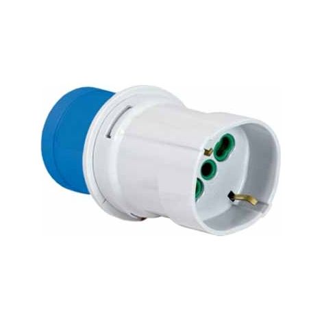 Adattatore industriale spina 2P+T 16A 200-250V presa bipasso italo/tedesca 2P+T 16A Fanton 73100
