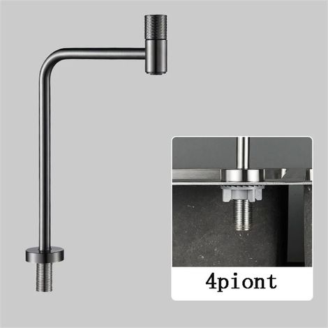 Robinet de cuisine avec filtre à eau (gris, 4 points) - Système de filtration d'eau potable - Pivotant à 360° - Compatible avec éviers de cuisine, bars et bars (1/5)