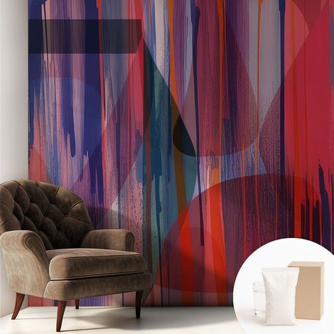 Tapete Vliestapete mit Kleber - abwaschbar - Arbeitszimmer - Esszimmer- Top Qualität Regenbogenstreifen 250x250 cm