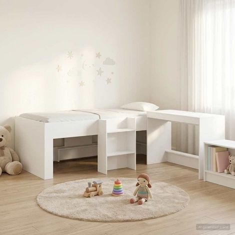 Cama alta para niños con escritorio 90 x 190 cm (1/5)