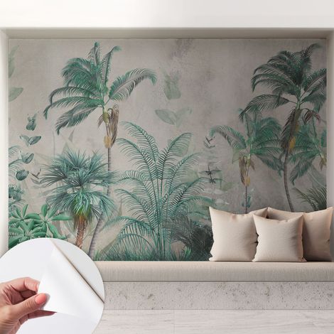 Papier peint adhésif décoratif pour salon chambre et cuisine Facile à poser avec colle Oasis exotique 208x146 cm (1/5)