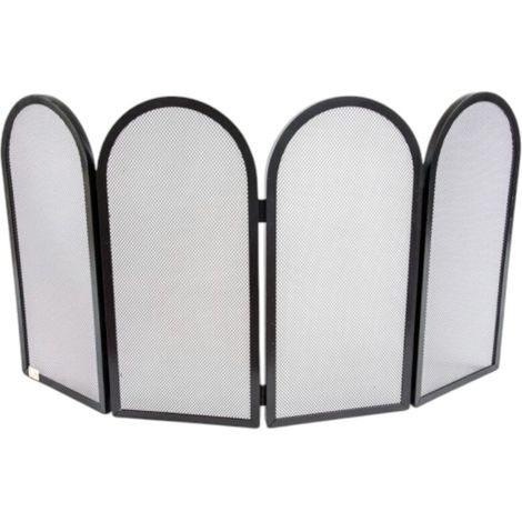 Parascintille camino quattro ante archi in ferro battuto nero 95x50 cm protezione sicurezza arredamento elegante (1/2)