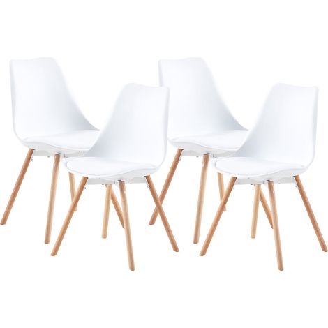 4 Chaise de salle à manger design contemporain scandinave-Blanc (1/4)