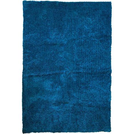 Tapis 140 x 200 cm shaggy à poils courts doux bleu canard – COSMOS (1/5)