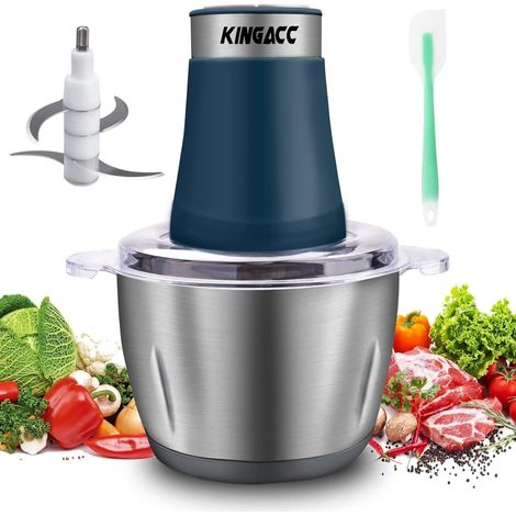 Hachoir Électrique, 300W Mixeur Hachoir 2L avec Moteur en Cuivre & Bols Acier Inox, 4 Lames Amovibles, 2 Vitesses Réglables food processor pour Viande/Légumes/Fruits/Cuisine (1/5)