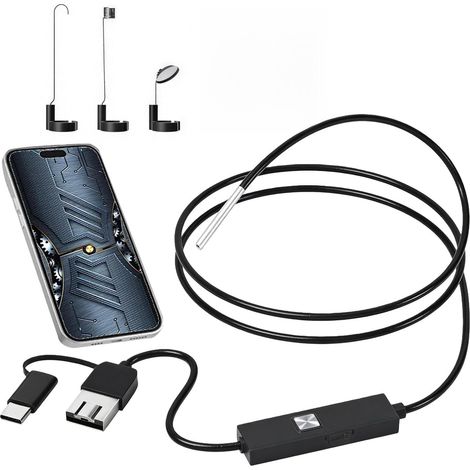 3.9mm Endoscopic Camera with Light for Smartphone, Endoscope for Android/Type-C/USB, Waterproof IP67, HD 2MP with 6 LEDs, Flexible Cable 1m (1/5)