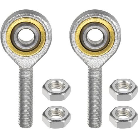 2Pièces Sa6T/K Embout à Rotule avec Filetage Mâle M6X1 - [Alésage de 6mm, Filetage à Gauche] Embout à Rotule Mâle avec Écrous de Blocage, en Acier au Carbone 45 (1/4)