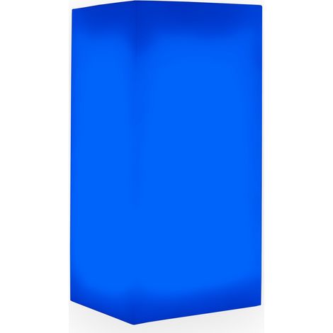 Quadratische leuchtende Laterne YouCube mit LED-Laterne Dekoration Made in Italy für den Außeneinsatz -Tall Model - 80 cm / Blau / Mit Kabel