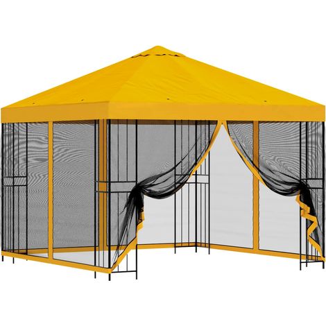 Gazebo da giardino con pareti laterali 3 x 3 m Giallo vidaXL