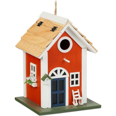 Casetta per uccelli decorativa in legno resistente in stile rustico per giardino 30 x 20 x 15 cm in legno marrone 130012560