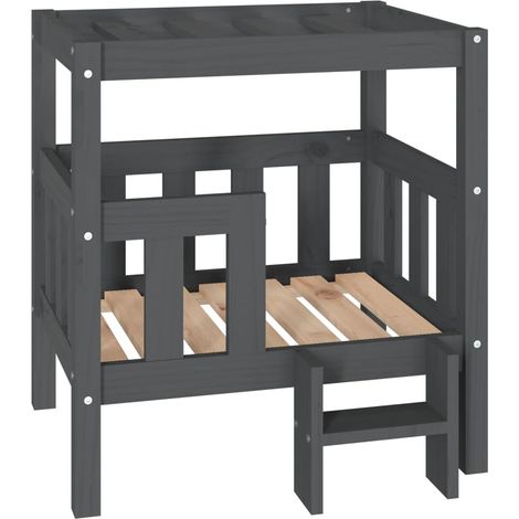 Lit pour chien panier canapé confortable 65,5 x 43 x 70 cm bois de pin solide gris