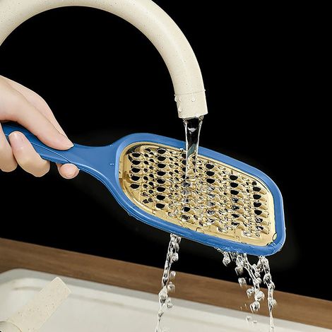Couteau râpe multifonction en inox pour légumes, pommes de terre et carottes, trancheur à légumes, râpe à fruits et légumes (sachet) bleu (1/5)