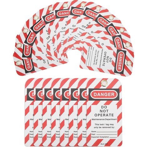 Étiquettes de verrouillage, paquet de 30, instructions de sécurité réutilisables. N'utilisez pas d'anneaux métalliques avec des étiquettes de danger chimique industriel.