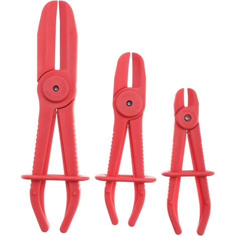 Lot de 3 pinces de serrage en plastique, légères et portables, pour tuyaux de carburant, de frein et d'essence, de refroidissement - Rouge (1/5)