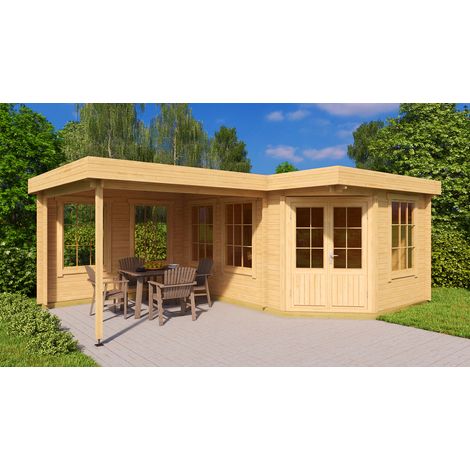 Abri de jardin pentagonal Pepe Pinie Imprégné, 40 mm Épaisseur paroi 618 x 462 cm