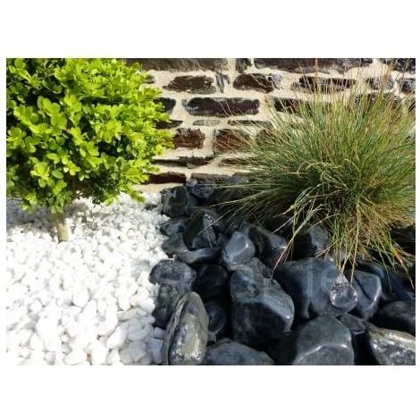 weiß glänzender Kies 8-12 - Pack 25 M² - 50 Säcke - 1000 kg (1/4)