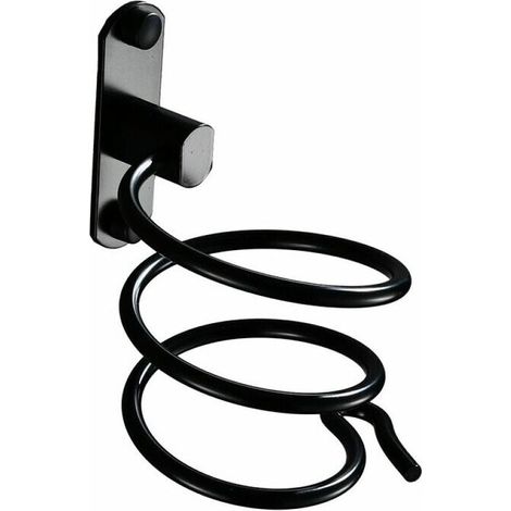 Support de Sèche-Cheveux, avec Colle et Vis Sans Poinçon, Support de Sèche-Cheveux Mural, Support de Sèche-Cheveux avec Support de Prise, pour Hôtel,Salon de Coiffure,15.7cm 10.8cm 9.8cm,noir (1/5)