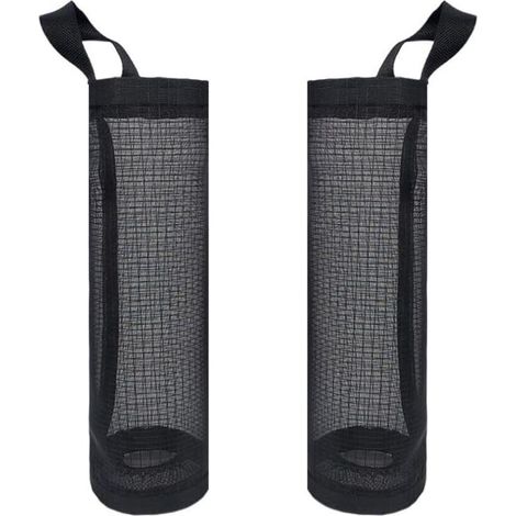 Bardusch-Lot de 2 supports de rangement en maille à suspendre pour sacs de courses pour maison, cuisine, linge, salle de bain, manteau (noir) (1/5)