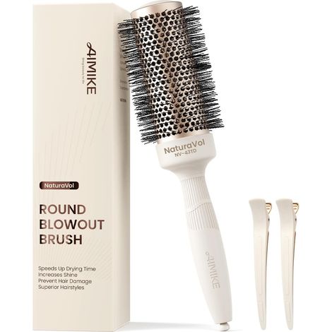 Round Brush for Blow Drying, Medium Round Hair Brush with Nano-Thermal Ceramic Technology, with 2 Clips (1.7 Inch Barrel,2.5 Inch Bristle) (1/5)