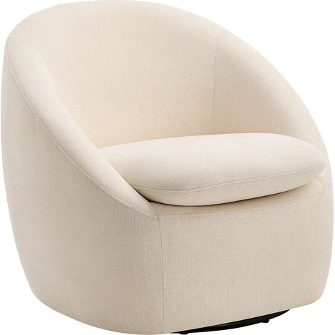 Fauteuil pivotant en tissu texturé beige NETALIO (1/5)