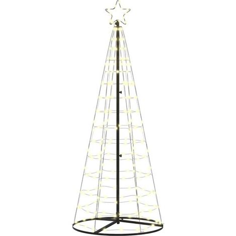 Sapin de Noël à LED, 390 lumières LED blanc chaud, 250 cm de haut, en fer forgé. (1/5)
