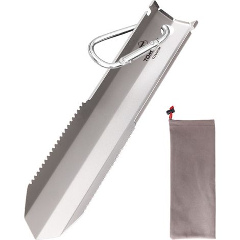 Eosnow TOMSHOO Titan-Garten-Handschaufel mit Wellenschliff, für Outdoor, Camping, Wandern, Rucksackreisen, Kelle mit Clip
