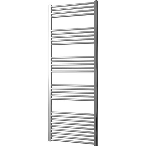 Greened House 600mm wide x 1600mm Chrome Flat Central Heating Towel Rail high Designer Straight Towel radiator