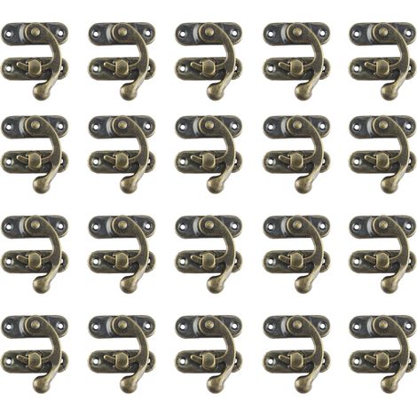 20er-Pack große Metall-Hornverschlüsse mit bronzefarbenen Verschlusshaken für Holzkisten und Vintage-Schmuckkästchen – inklusive Befestigungsschrauben (1/4)