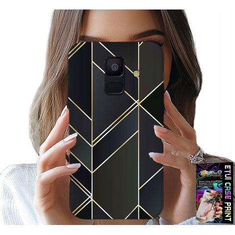 Custodia per Samsung A6 2018 - cornice dorata, motivi eleganti + vetro (1/5)