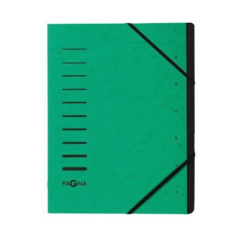 Ordnungsmappe DIN A4 240g/m² Pressspankarton Farbe: grün Farbe des Fächerblocks: schwarz 7 Fächer (1/4)